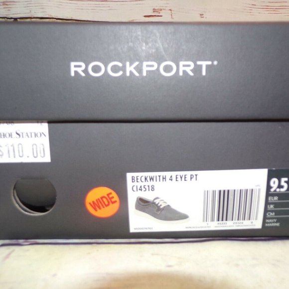 NEW Men\'s ROCKPORT Beckwith 4 Eye Plain Toe Sneaker 9.5 W CI4518 NEW IN BOX!!